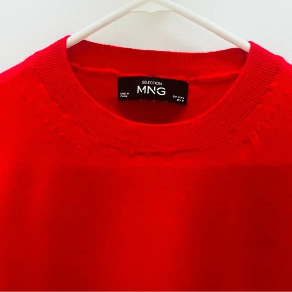 MANGO RED WOOL PERKINS-NECK SWEATER SIZE M - Picture 9 of 11